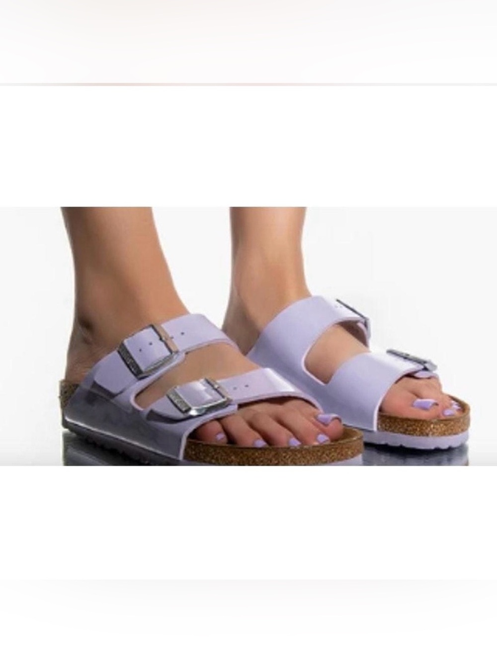 Birkenstock Two-Strap Patent Leather Sandals in Lilac